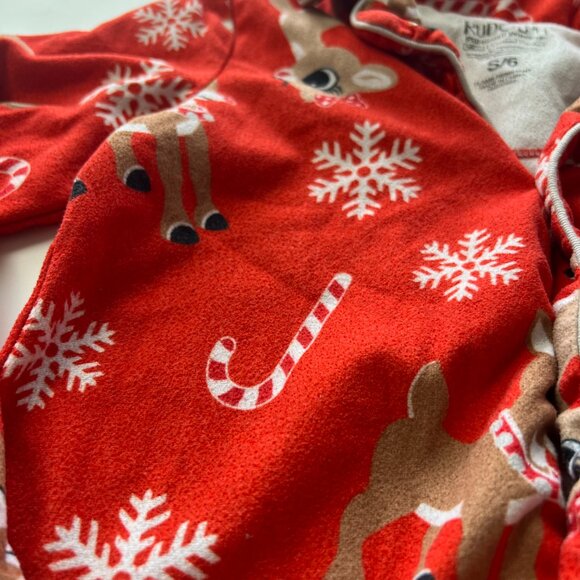Kids 6 Red Rudolph Reindeer & Candy Candy Christmas Holiday Pajamas - Picture 4 of 5